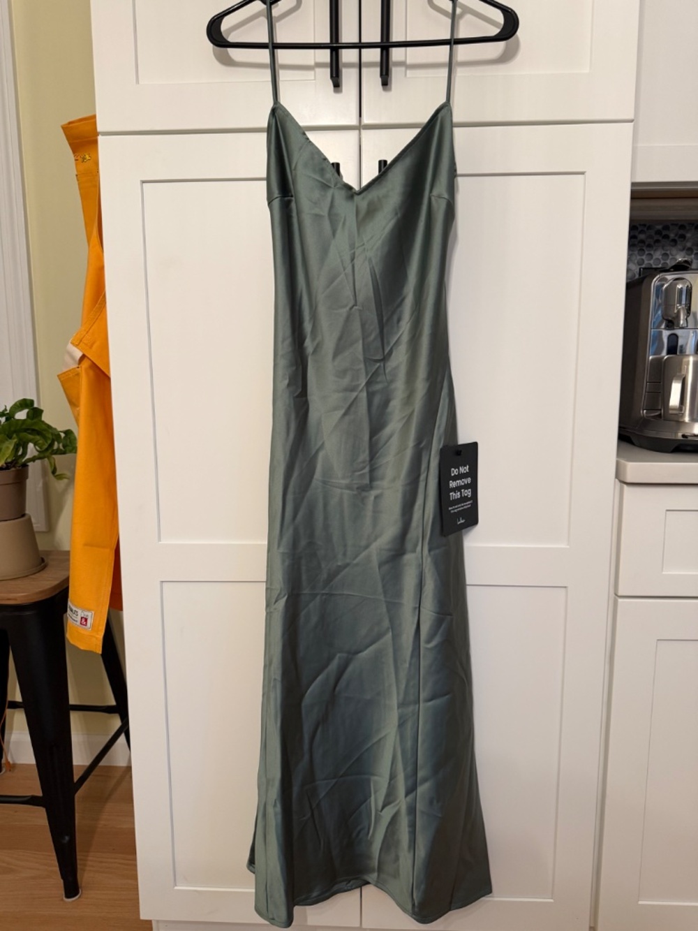 Lulus Val Sage Satin Backless Midi Dress Green - Size S